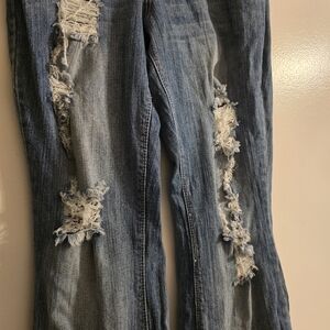 Cato Blue Distressed Straight Leg Jeans